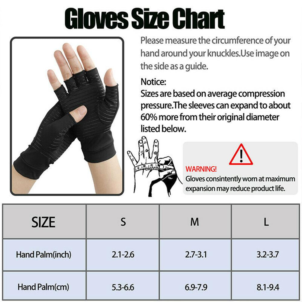 Compression Arthritis Glove Unisex Joint Pain Relief Half Finger Brace - Image 2