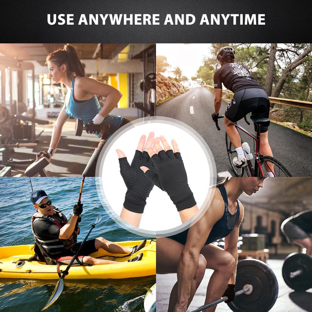 Compression Arthritis Glove Unisex Joint Pain Relief Half Finger Brace - Image 11