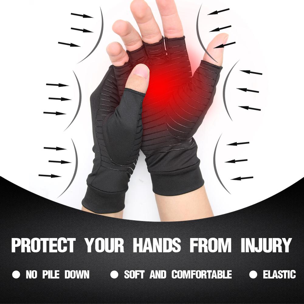 Compression Arthritis Glove Unisex Joint Pain Relief Half Finger Brace - Image 12