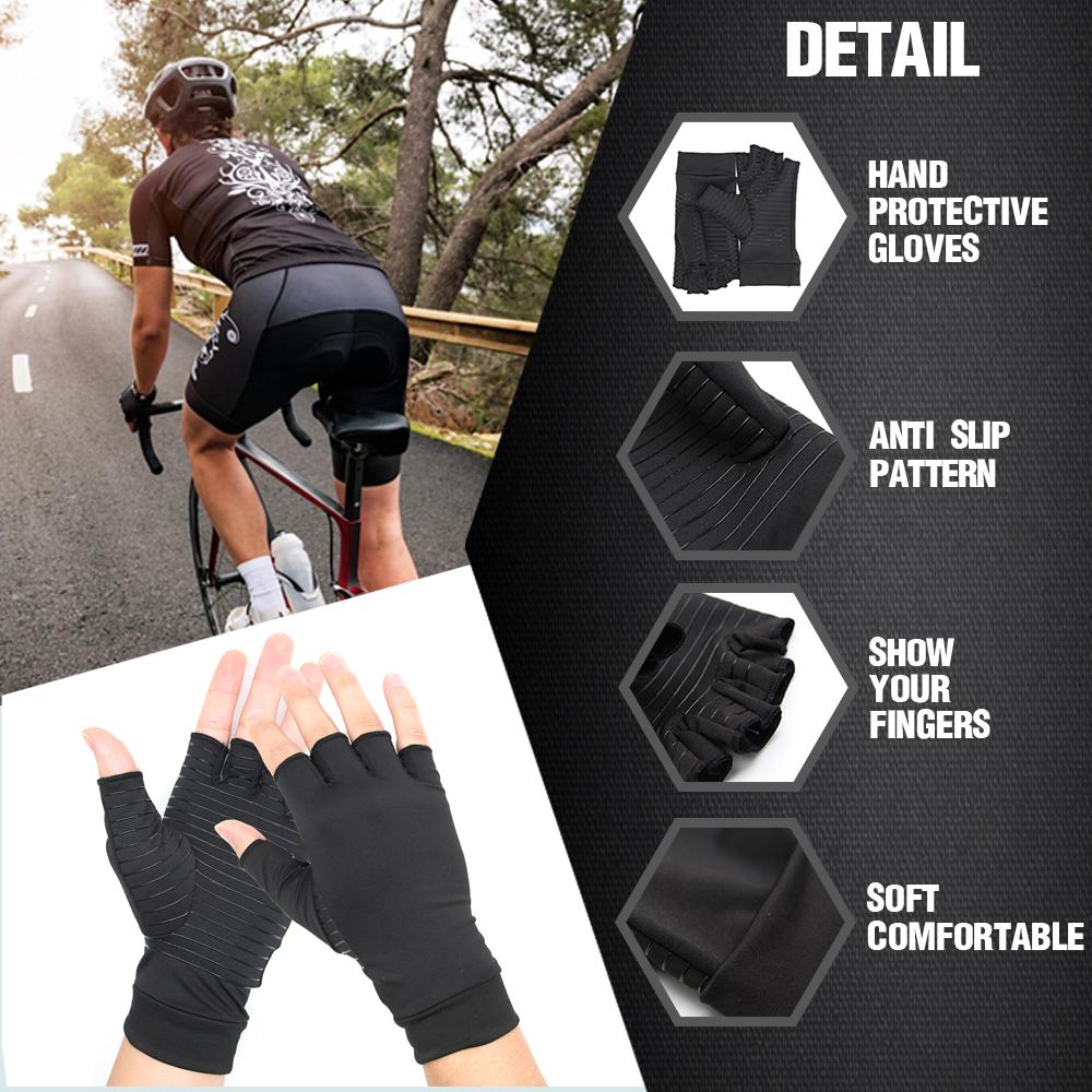 Compression Arthritis Glove Unisex Joint Pain Relief Half Finger Brace - Image 13