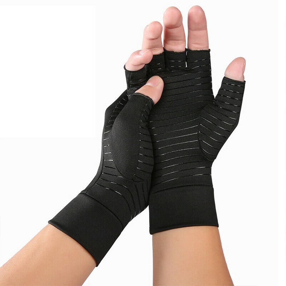 Compression Arthritis Glove Unisex Joint Pain Relief Half Finger Brace - Image 14