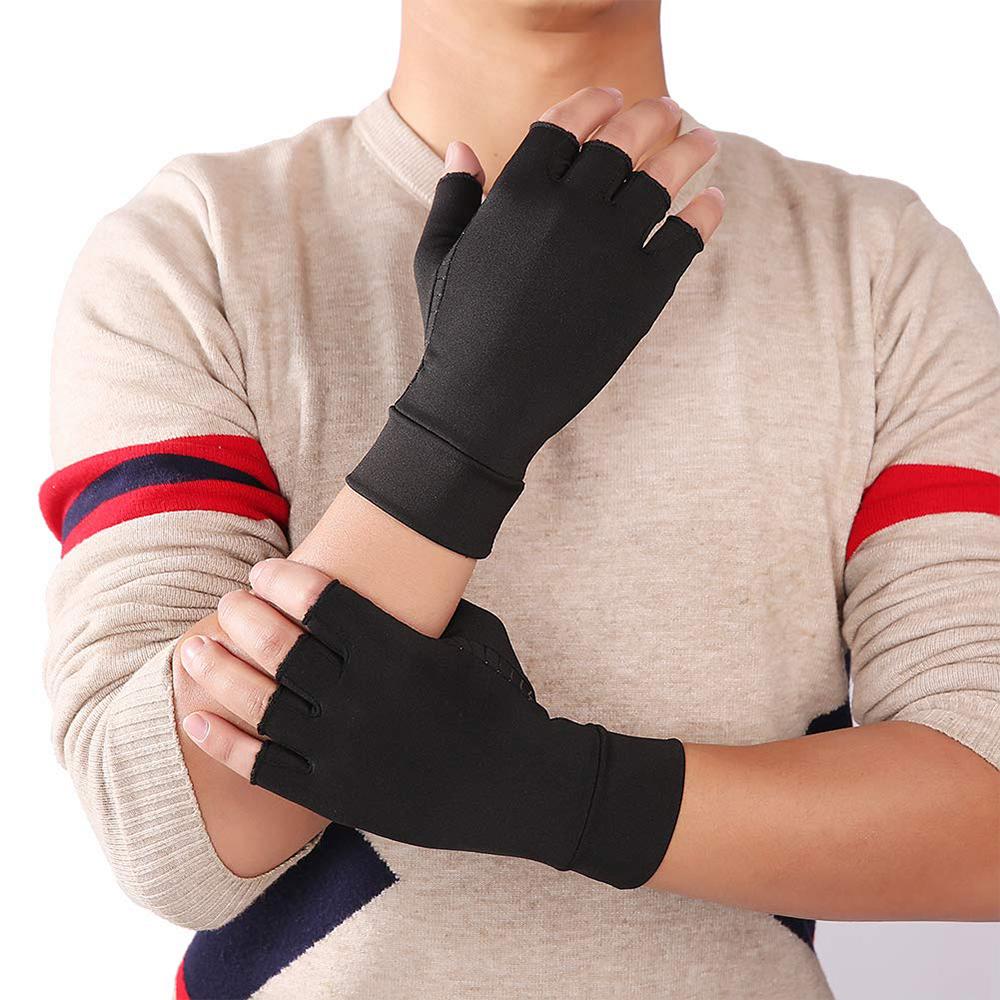 Compression Arthritis Glove Unisex Joint Pain Relief Half Finger Brace - Image 3