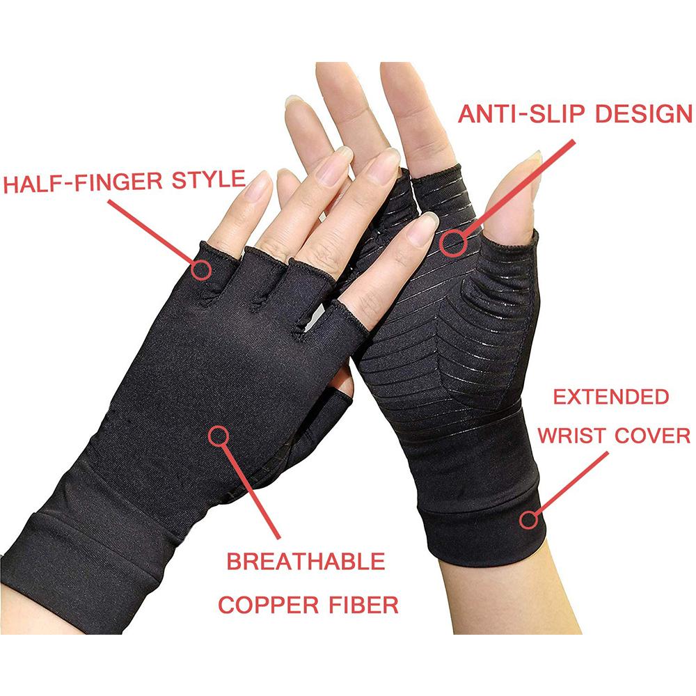 Compression Arthritis Glove Unisex Joint Pain Relief Half Finger Brace - Image 4