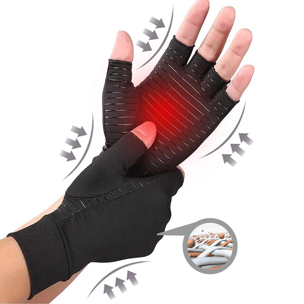 Compression Arthritis Glove Unisex Joint Pain Relief Half Finger Brace - Image 5