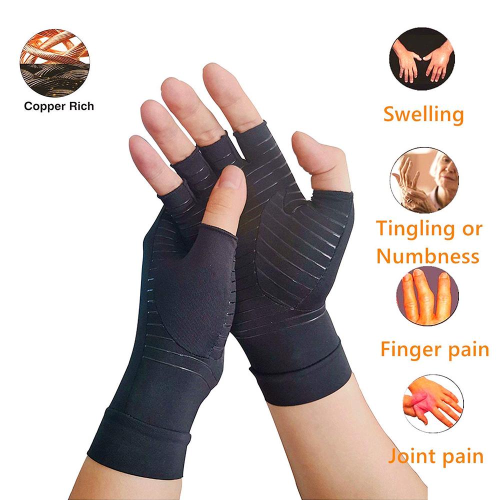 Compression Arthritis Glove Unisex Joint Pain Relief Half Finger Brace - Image 6