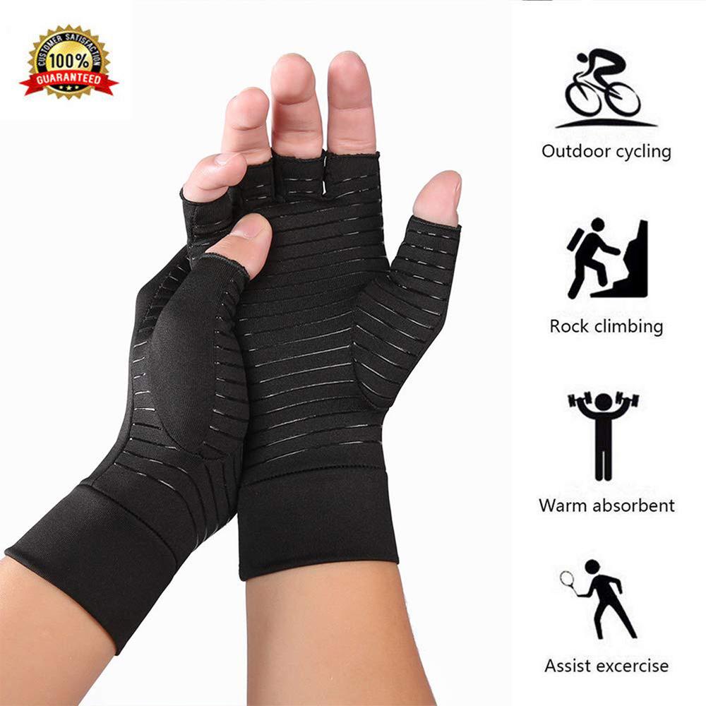 Compression Arthritis Glove Unisex Joint Pain Relief Half Finger Brace - Image 7