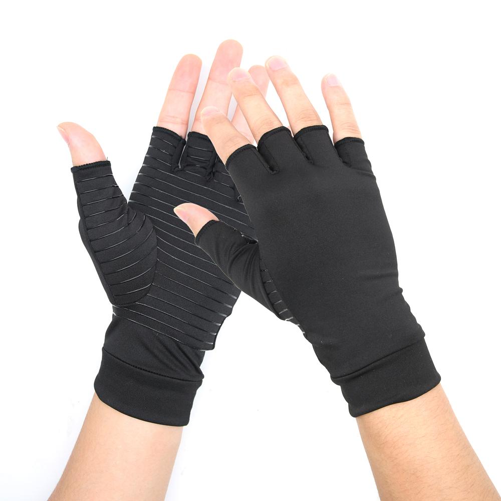 Compression Arthritis Glove Unisex Joint Pain Relief Half Finger Brace - Image 9
