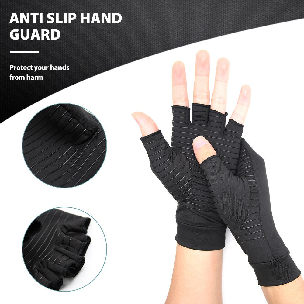 Compression Arthritis Glove Unisex Joint Pain Relief Half Finger Brace - Image 10