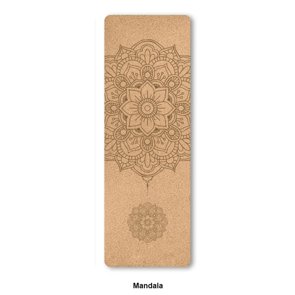 183cm TPE Natural Cork Anti-Skid Yoga Mat with Position Line - Sweatproof, Tear-Resistant, Perfect for Sports, Fitness, Pilates - Image 3