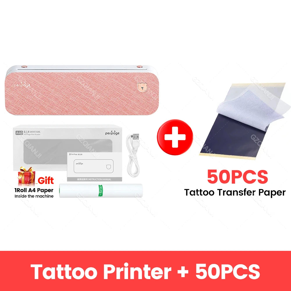 A4 Thermal Printers Wireless Tattoo Transfer Bluetooth USB Mobile Printer Machine Text PDF Document Printing Maker with Paper - Image 2