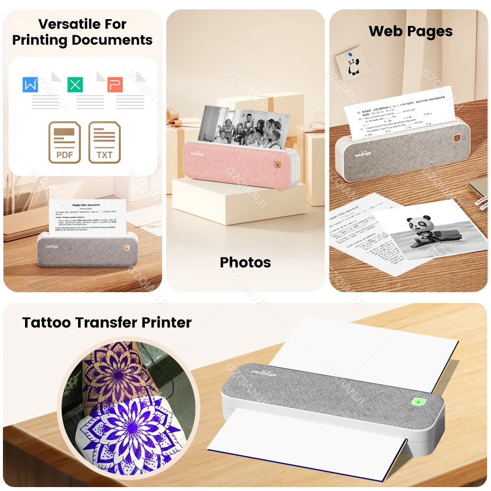 A4 Thermal Printers Wireless Tattoo Transfer Bluetooth USB Mobile Printer Machine Text PDF Document Printing Maker with Paper - Image 7