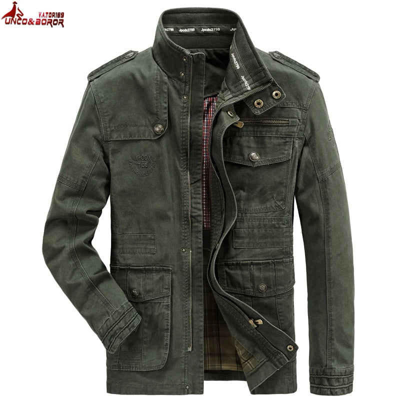Autumn winter Jacket Men Pure Cotton Business Casual Cargo Jackets Army Military Motorcycle Bomber Coats Male Jaqueta Masculina - Image 5