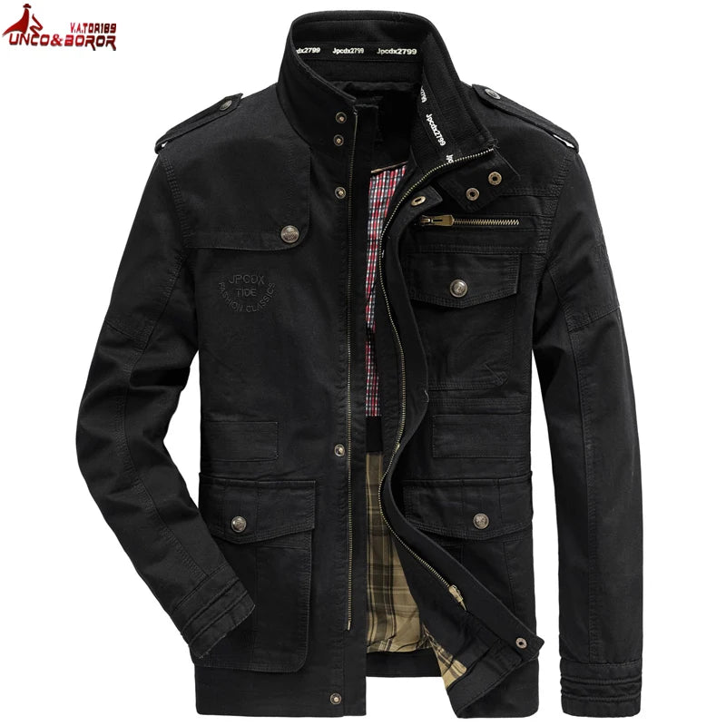 Autumn winter Jacket Men Pure Cotton Business Casual Cargo Jackets Army Military Motorcycle Bomber Coats Male Jaqueta Masculina - Image 7