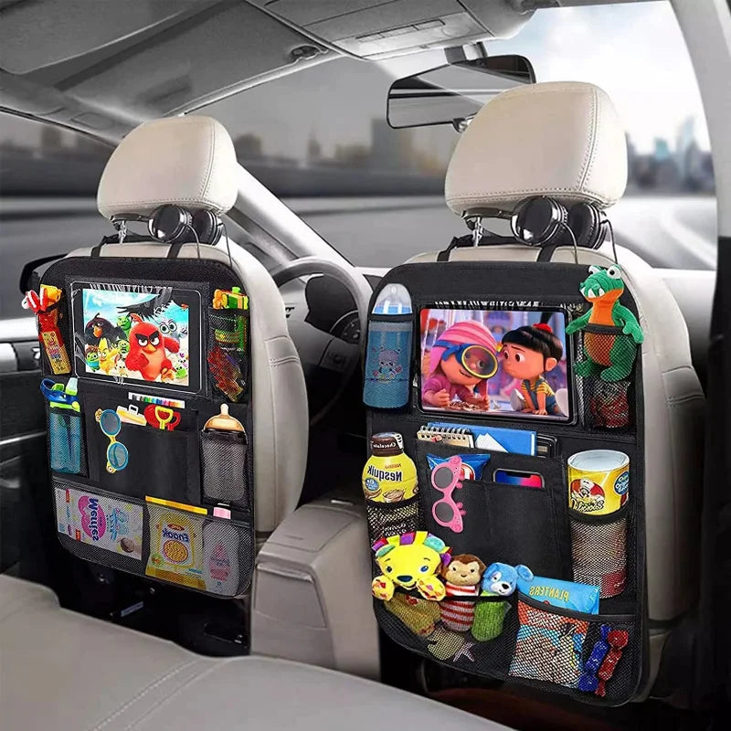 Car Back Seat Organizer with Touch Screen Tablet Holder Automatic Storage Pocket Protector for Travel - Image 3