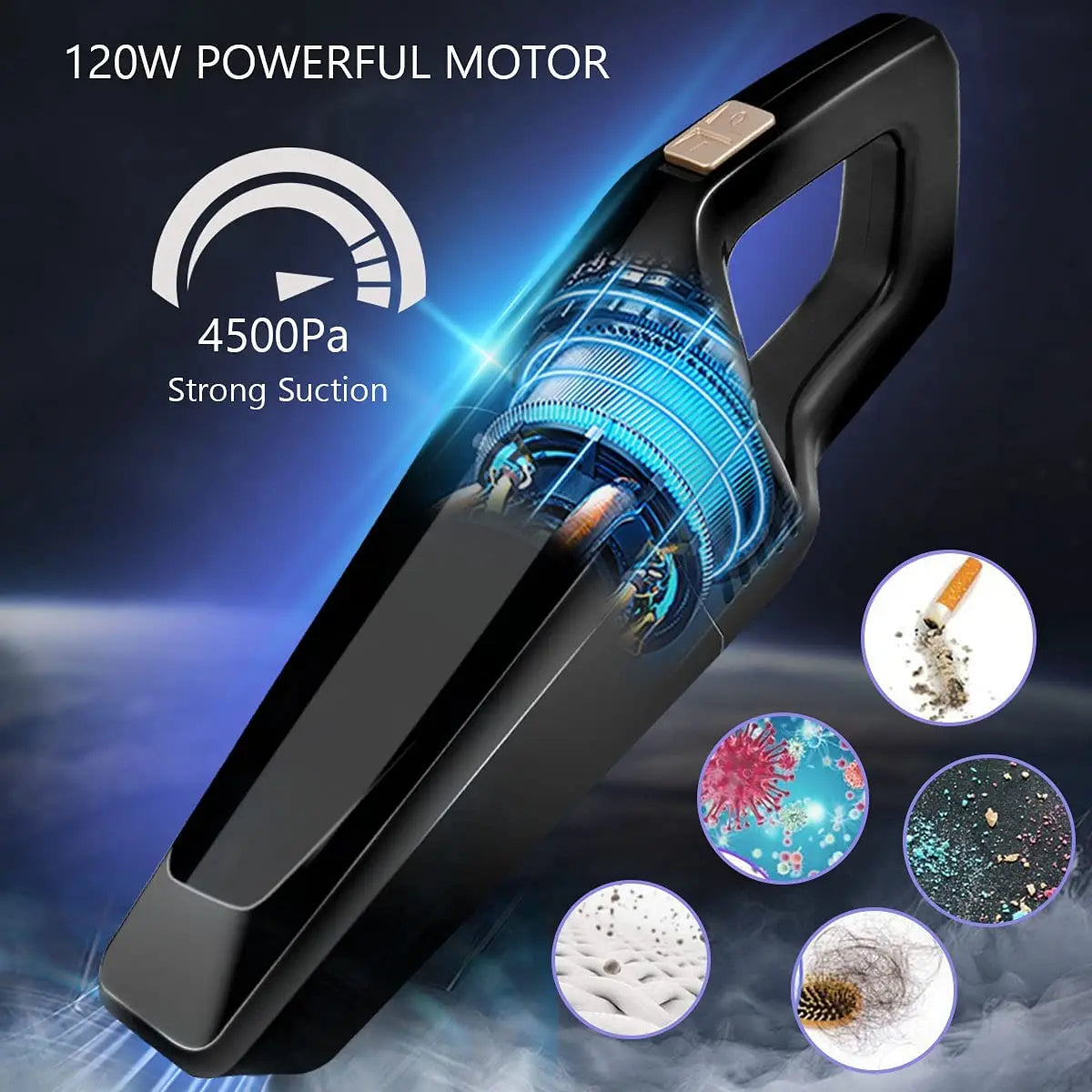 Handheld Vacuums Cordless, Powerful Handheld Hoover Vacuum Cleaner, Portable Lightweight Car Vacuums, 120W Wet & Dry Vacuum - Image 4