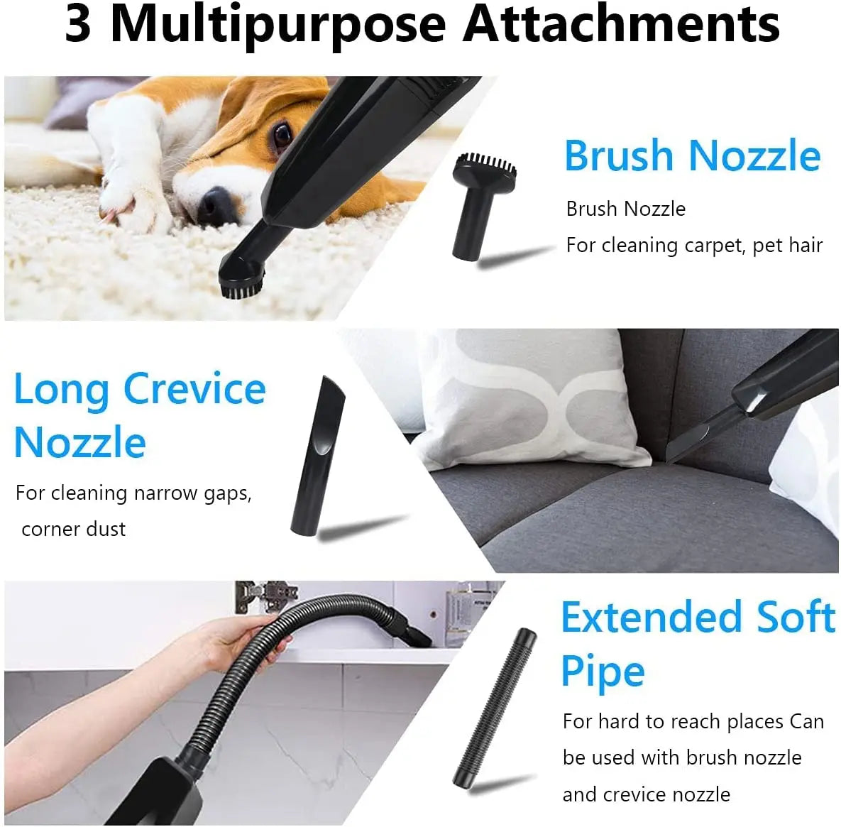 Handheld Vacuums Cordless, Powerful Handheld Hoover Vacuum Cleaner, Portable Lightweight Car Vacuums, 120W Wet & Dry Vacuum - Image 7