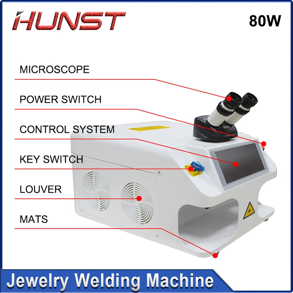 Hunst Jewelry Laser Welding Machine 80W Soldering Mini Portable Fiber Laser Welder Gold Silver Titanium Metal Rings Necklace - Image 4