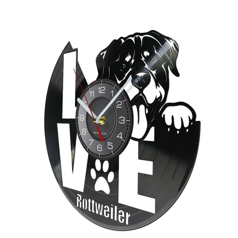 I Love Rottweiler Glow-in-the-Dark Vinyl LP Record Wall Clock - Cute Dog Puppy Art Decor for Pet Owners - Image 5