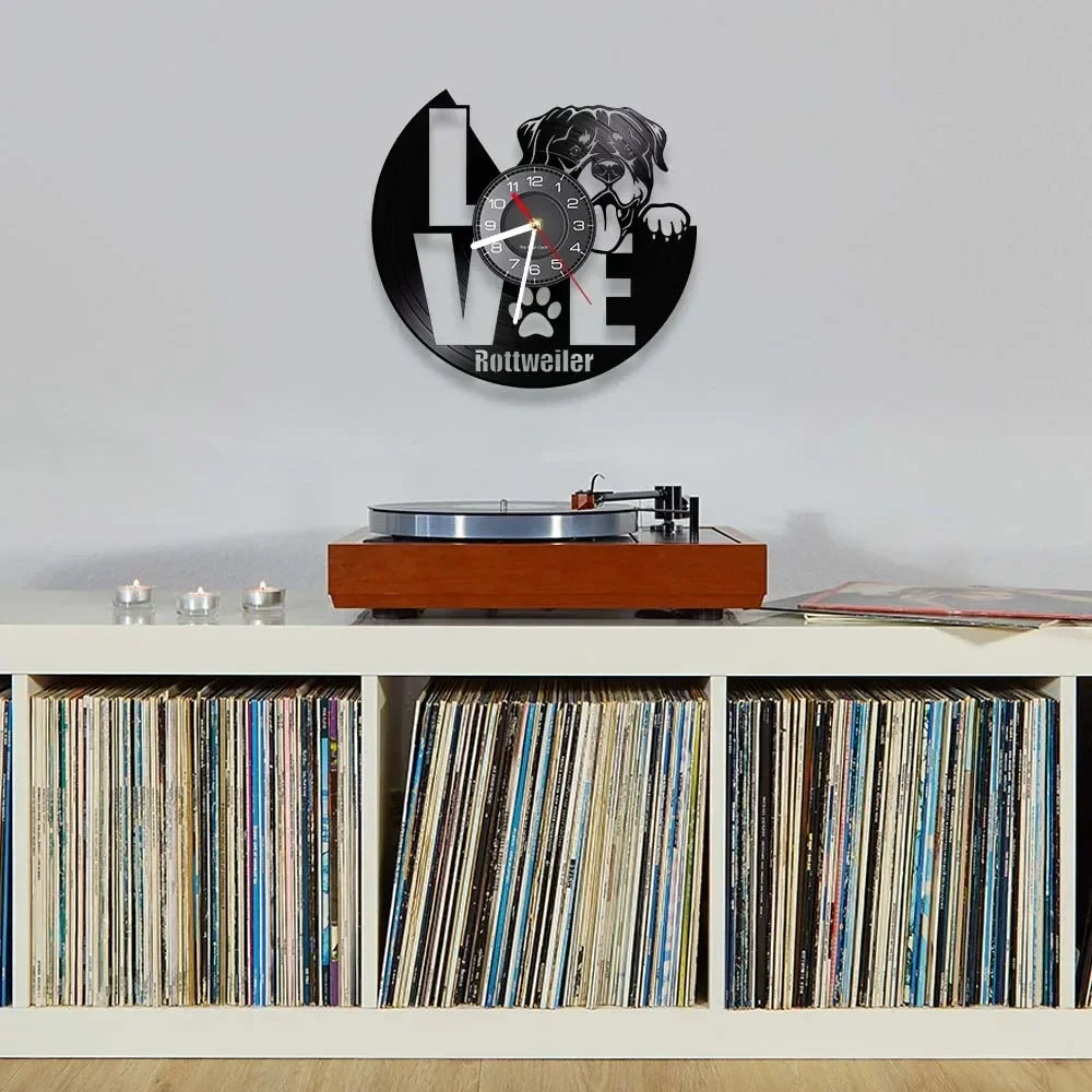I Love Rottweiler Glow-in-the-Dark Vinyl LP Record Wall Clock - Cute Dog Puppy Art Decor for Pet Owners - Image 7