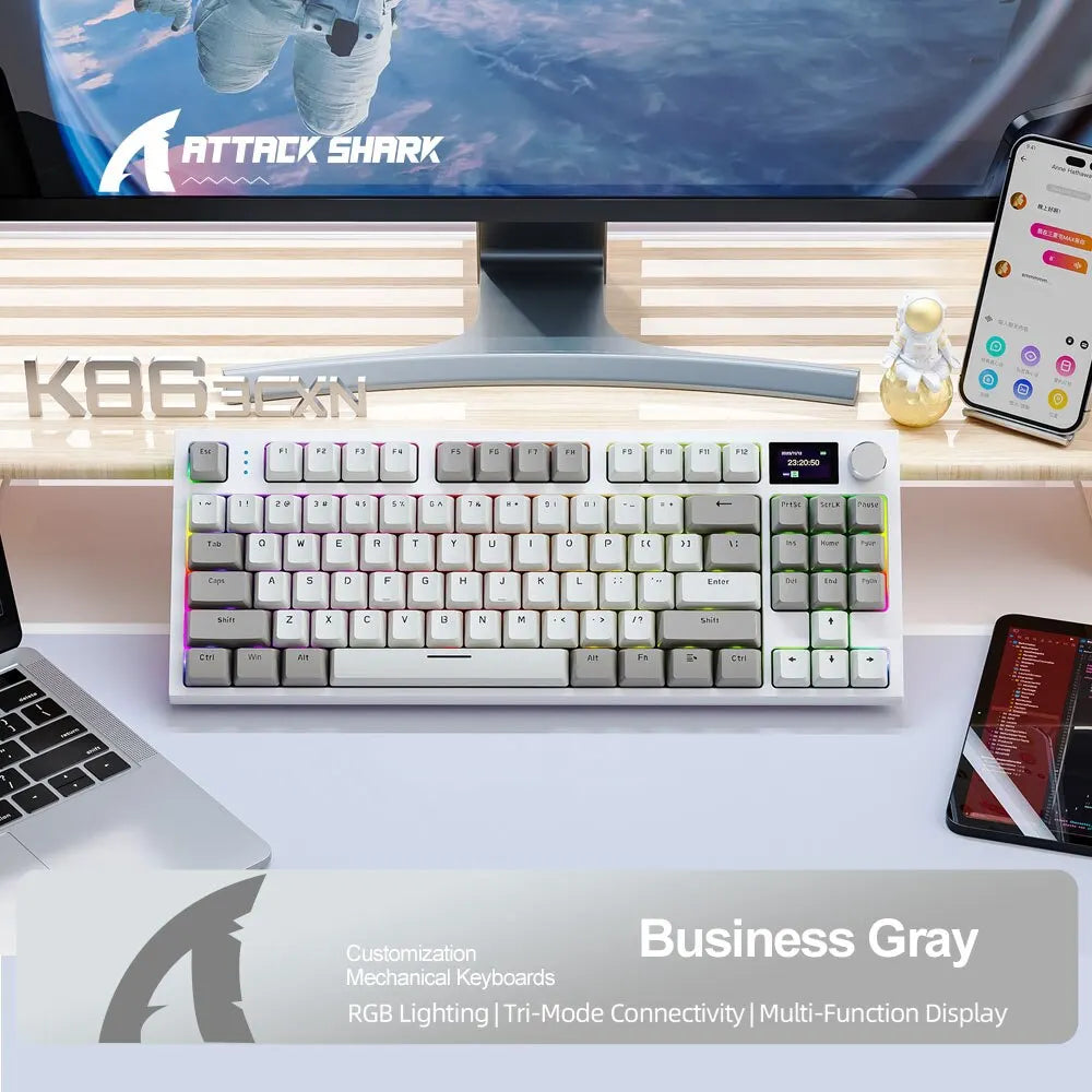 K86 Wireless Hot-Swappable Mechanical Keyboard Bluetooth/2.4g With Display Screen and Volume Rotary Button for Games and Work - Image 3