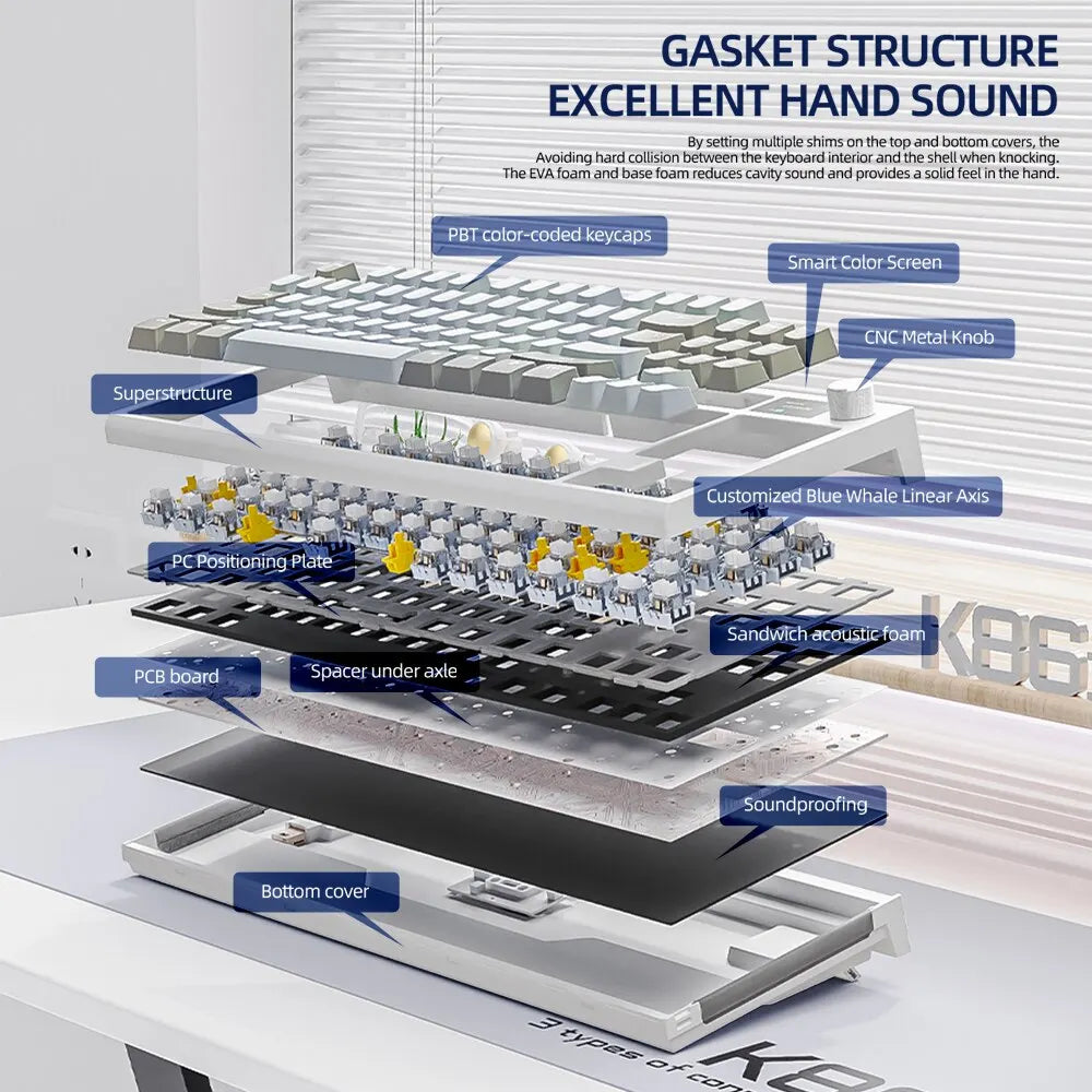 K86 Wireless Hot-Swappable Mechanical Keyboard Bluetooth/2.4g With Display Screen and Volume Rotary Button for Games and Work - Image 5