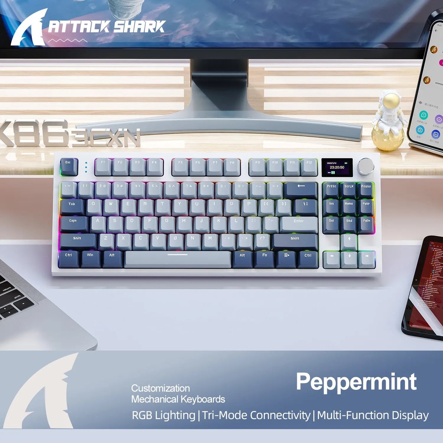 K86 Wireless Hot-Swappable Mechanical Keyboard Bluetooth/2.4g With Display Screen and Volume Rotary Button for Games and Work - Image 9