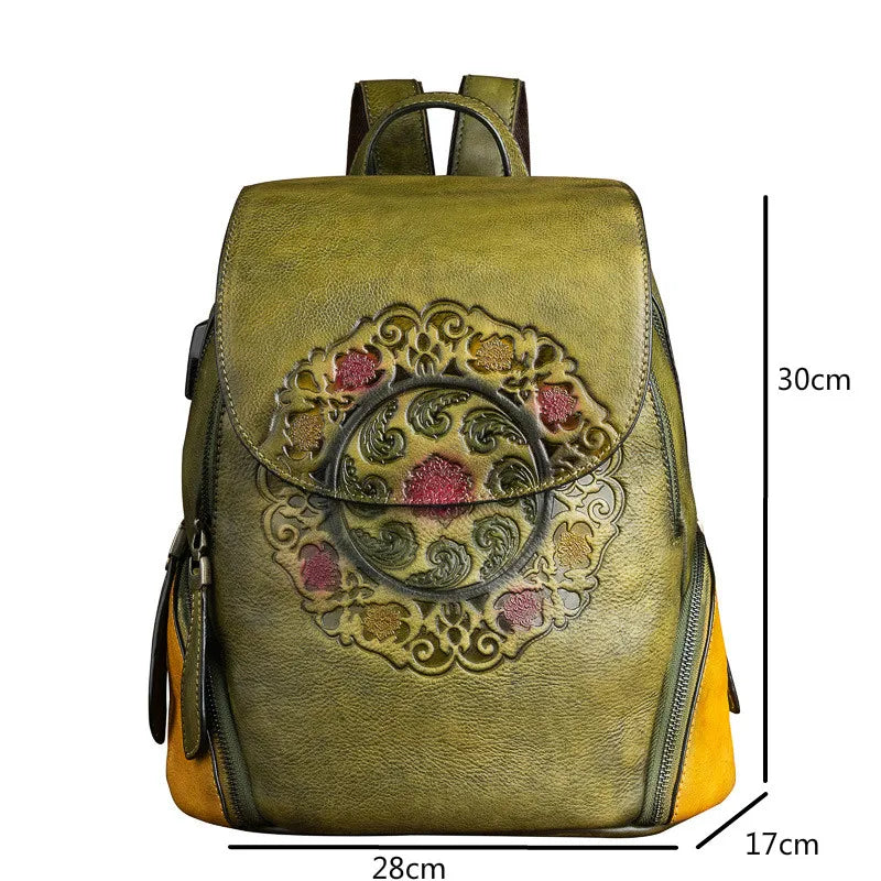 MOTAORA Fashion Backpack Retro Genuine Leather Backpacks For Women New Handmade Embossed Vintage Bag China Style Backpack Ladies - Image 8