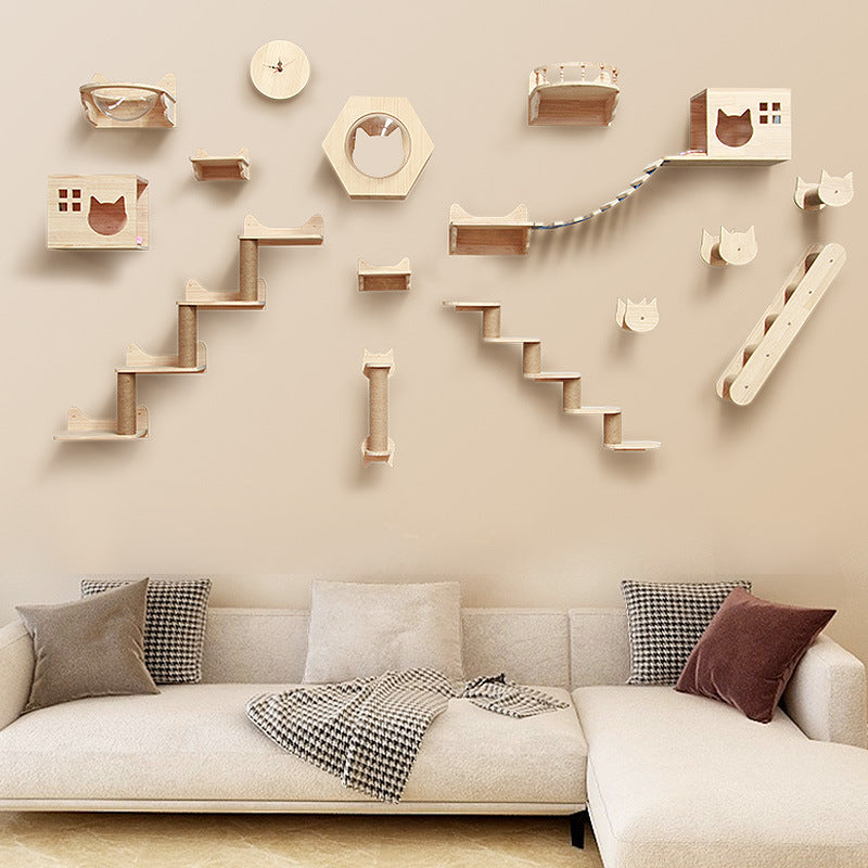 Solid Wood Wall-Mounted Cat Climbing Frame - Pet Accessories - Image 20