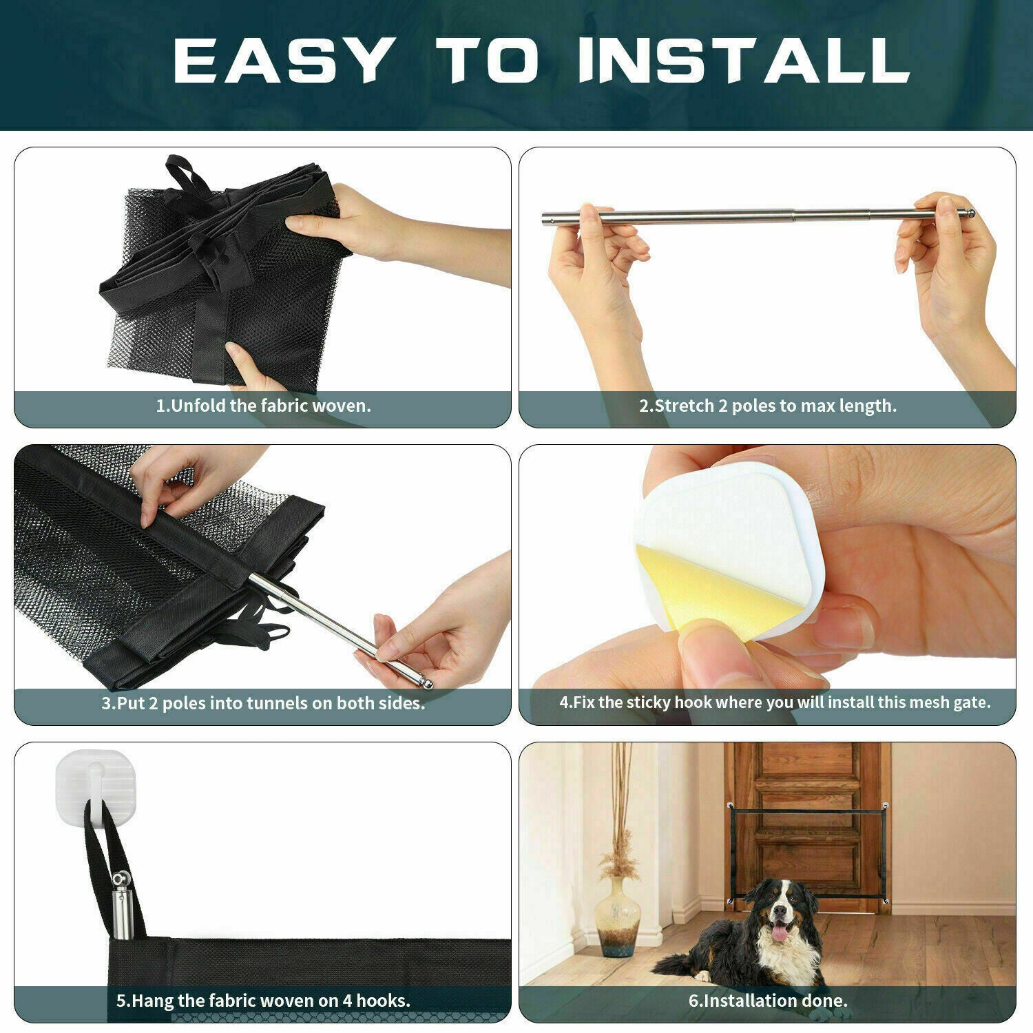 Portable Magic Mesh Baby Safety Gate - Pet Dog Cat Guard for Stairs & Doors - Image 6