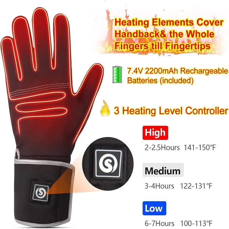 Winter Heated Gloves Liner Rechargeable Electric Guantes Invierno Termicos Hombre Moto Luvas Women Men Bicycle Driving Fishing - Image 2